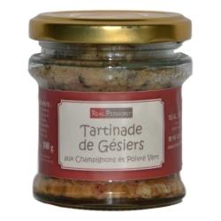 « Tartinade » de mollejas con champiñones y pimienta verde